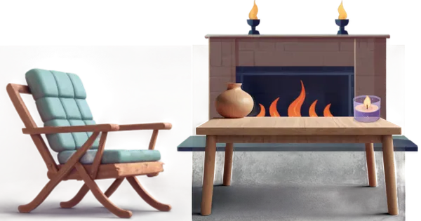 a warm cozy reading area by a fire